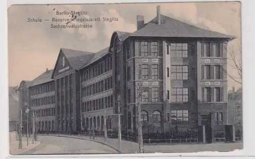 80415 Ak Berlin Steglitz Schule Reserve Kriegslazarett Sachsenwaldstraße 1915