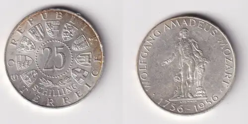 25 Schilling Silber Münze Österreich Wolfgang Amadeus Mozart 1956 (112992)