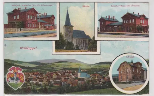 83263 Mehrbild Ak Waldkappel Bahnhof Postamt Kirche Totale 1914