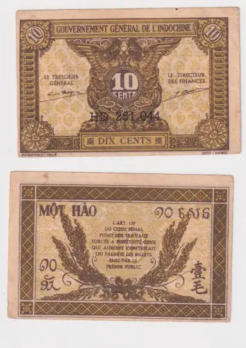 10 Cents Banknote Franz. Indo China (1942) Pick 89a (114840)