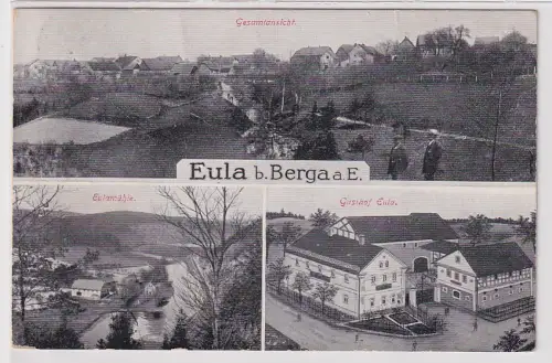 95112 Mehrbild Ak Eula b. Berga an der Elster Gasthof Eulamühle Totale 1930