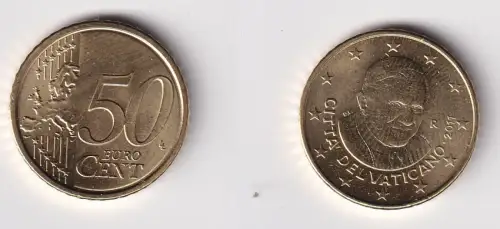 50 Cent Messing Münze Vatikan 2011 Pabst Benedikt XVI Stgl. (111211)