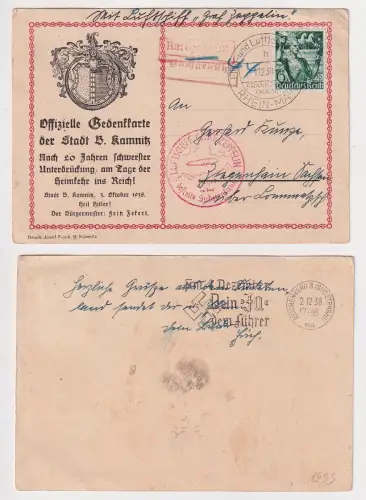 65647 Gedenkkarte Stadt B.Kamnitz Luftschiff Graf Zeppelin Sudetenlandfahrt 1938