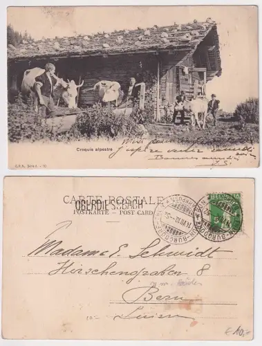 78481 Ak Schweiz Bahnpost Zug 52 Eisenbahngesellschaft Burgdorf-Thun 1910