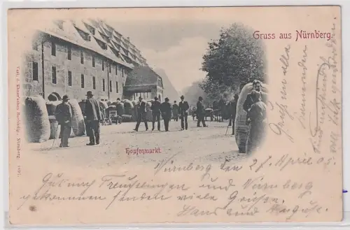 75600 Ak Gruss aus Nürnberg Hopfenmarkt 1905