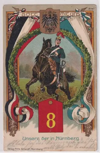 10702 Ak Gruß vom Regiment Nürnberg Kgl.Bayer. Feld Art.Regt Nr.8