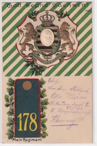 42348 Präge Ak Mein Regiment Kamenz Kgl. Sächs. 13. Infanterie-Regiment Nr. 178