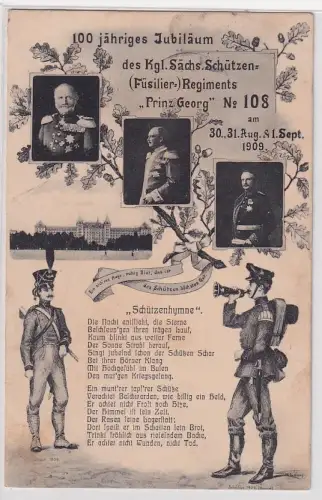 60734 Ak Dresden 100jähriges Jubiläum des K.S.Schützen regiments Nr.108, 1909