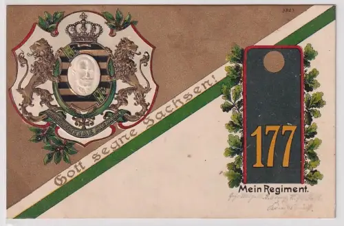 82037 Präge Ak Mein Regiment Dresden Kgl. Sächs. 12. Infanterie-Regiment Nr. 177