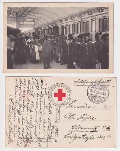 51481 Ak Fußartillerie Regiment "Encke" Hauptbahnhof Magdeburg 1915