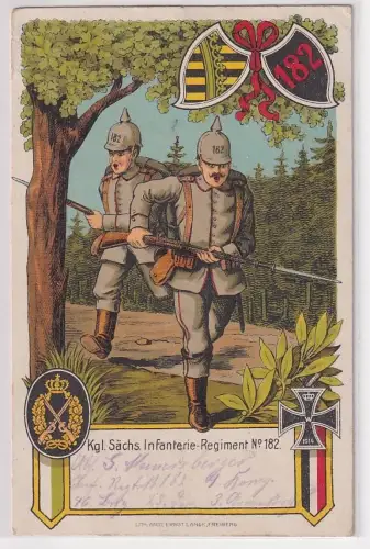 91894 Regiments Ak Freiberg Kgl. Sächs. 16. Infanterie-Regiment Nr. 182