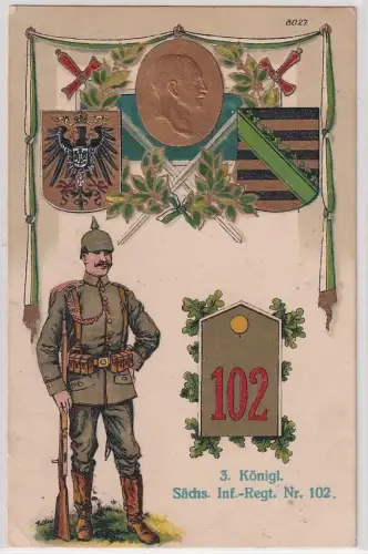 34460 Präge Regiments Ak Zittau 3. Kgl. Sächs. Infanterie-Regiment Nr. 102