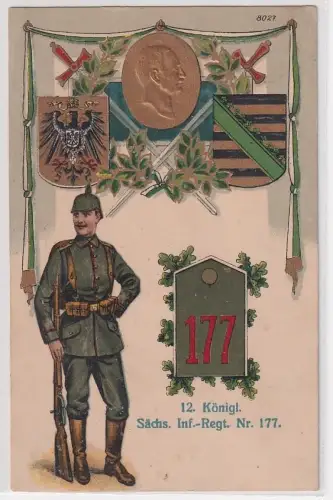 65473 Präge Regiments Ak  Dresden Kgl. Sächs. 12. Infanterie-Regiment Nr.177