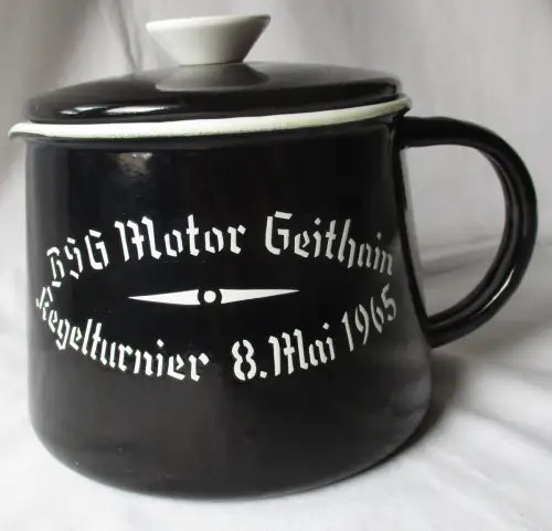 DDR Emailletopf BSG Motor Geithain Kegelturnier 8. Mai 1965 (114288)