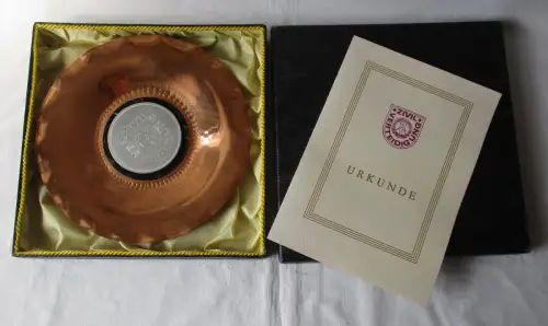 DDR Ehrenteller Zivilverteidigung Fernwettkampf HO Torgau 1989 + Urkunde /111016