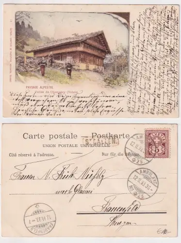 69575 Ak Lithografie Valleé de Champéry Paysage Alpestre Schweiz 1899
