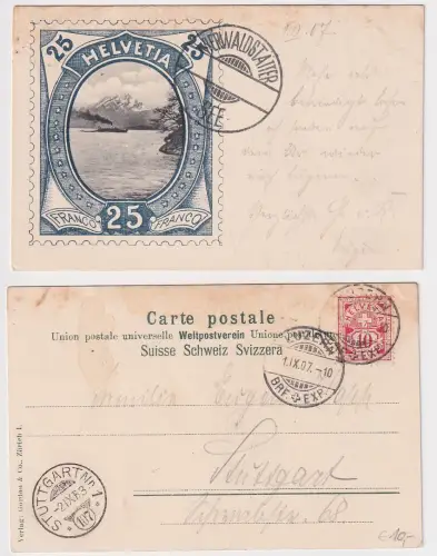 55044 Ak Vierwaldstätter See Schweiz im Briefmarken-Design 1907