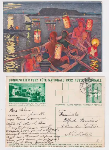 52166 Ak Ganzsache Schweiz Bundesfeier Rotes Kreuz 1932 Mindererwerbsfähige