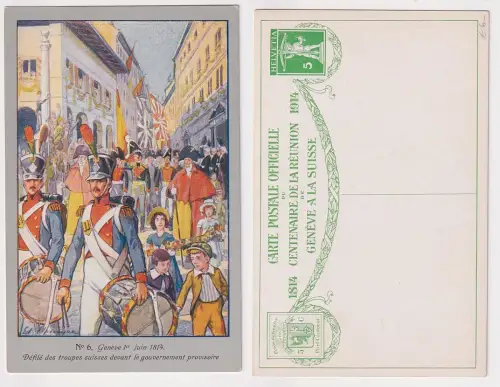 54720 Künstler Ak 100 Jahre Eintritt Genf Eidgenossenschaft Schweiz 1914