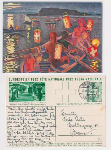 61290 Ak Ganzsache Schweiz Bundesfeier Rotes Kreuz 1932 Mindererwerbsfähige