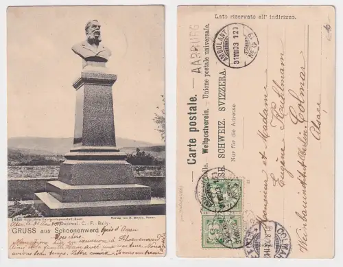 67530 Ak Schoenenwerd Schönenwerd Schweiz Denkmal C.F. Bally 1903