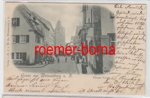 54171 Ak Gruss aus Weissenburg a.S. Totale und Krieger-Denkmal 1901