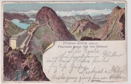 65615 Ak Pilatus-Kulm Panorama gegen Süd und Südwest Schweiz 1900