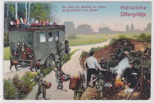 73013 patriotische Ak Herzliche Ostergrüße Hasen in Uniform 1915