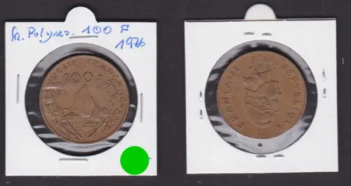 100 Franc Messing Münze Französisch Polynesien 1976 f.vz (160055)