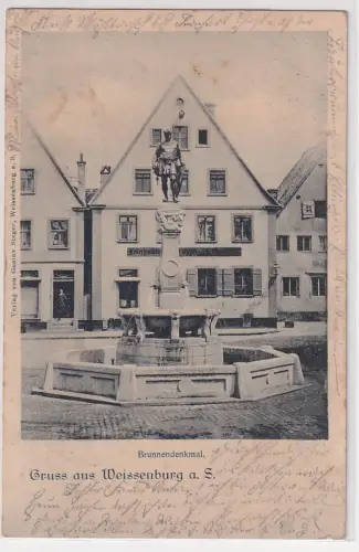 17990 Ak Gruss aus Weissenburg a.S. Brunnendenkmal 1898