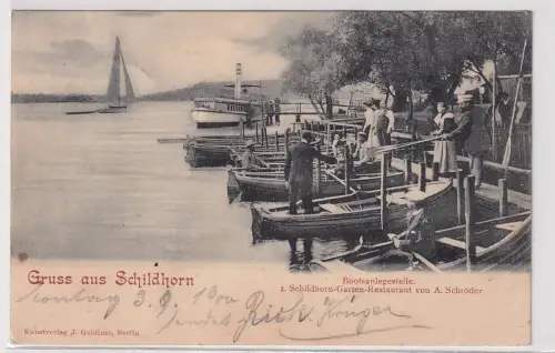 46602 Ak Gruss aus Schildhorn Bootsanlegestelle Garten-Restaurant Schröder 1900