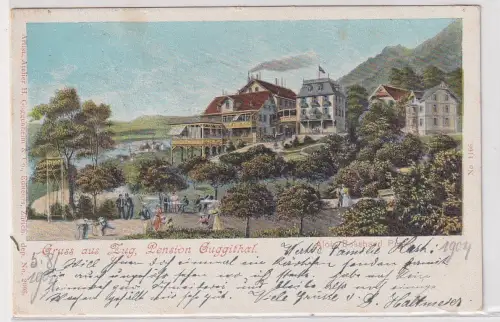00198 Ak Lithografie Gruss aus Zug Schweiz Pension Guggithal 1904