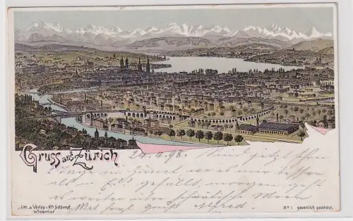 03047 Ak Lithografie Gruss aus Zürich Schweiz 1898