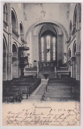 47678 Ak Zürich Schweiz Grossmünster Innenansicht 1902