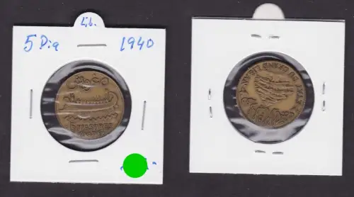 5 Piaster Messing Münze Libanon 1940 ss (161140)