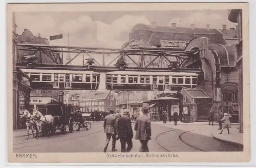 42917 Ak Barmen Schwebebahnhof Rathausbrücke um 1920