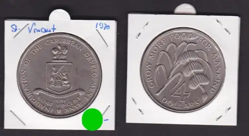 4 Dollar Kupfer Nickel Münze Saint Vincent 1970 FAO vz (169487)