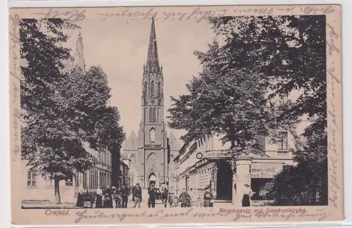 904500 Ak Crefeld - Stephanstr. mit Stephankirche 1917