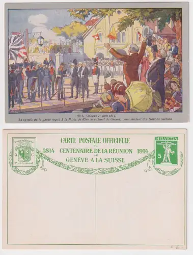 68941 Ganzsache Ak 100 Jahre Eintritt Genf Eidgenossenschaft Schweiz 1814-1914