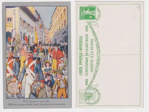 05074 Künstler Ak 100 Jahre Eintritt Genf Eidgenossenschaft Schweiz 1914