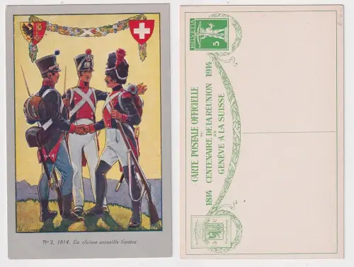 36204 Ganzsache Ak 100 Jahre Eintritt Genf Eidgenossenschaft Schweiz 1814-1914