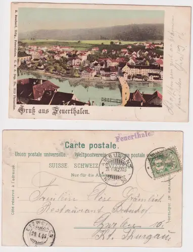 14595 Ak Gruß aus Feuerthalen Schweiz 1906 mit Stationsstempel