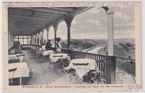 67739 AK Wimpfen am Berg - Hotel Mathildenbad, Terrasse Blick auf das Neckartal