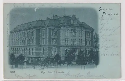 47685 Ak Gruss aus Plauen i.V. Kgl. Industrieschule 1908