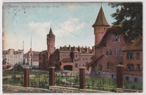 35491 Ak Plauen Kaserne des 10. Inf.-Regt. No. 134, 1911