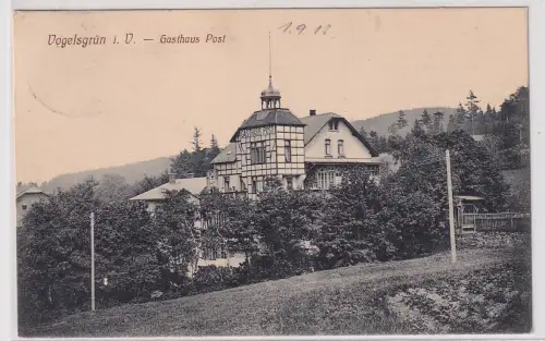18164 Ak Vogelsgrün bei Auerbach i.V. Gasthaus Post 1913