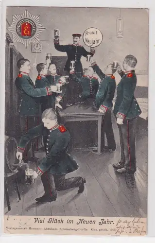 40088 Ak Viel Glück im Neuen Jahr Soldaten Eisenbahn Regiment 1903