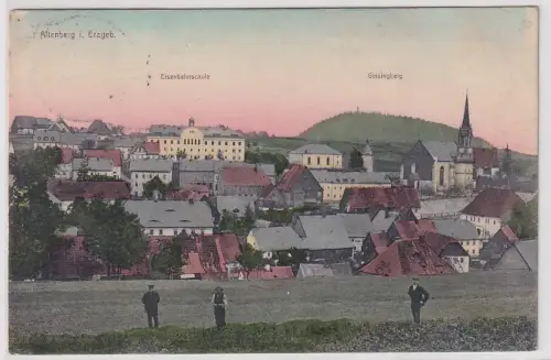 11459 Ak Altenberg im Erzgebirge Totale mit Eisenbahnschule 1910