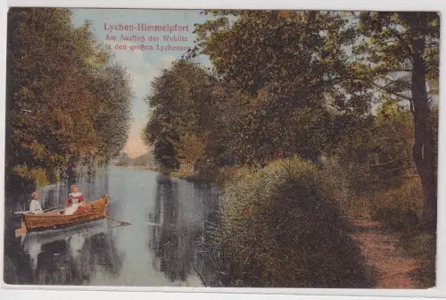 58370 Ak Lychen-Himmelpfort Am Ausfluß der Woblitz in den großen Lychensee 1921