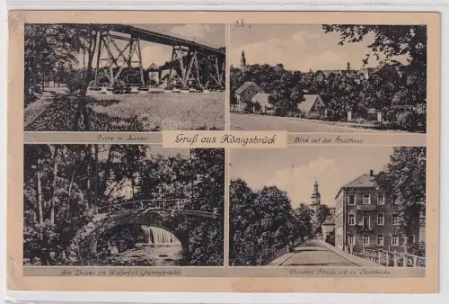 91625 Mehrbild Ak Gruß aus Königsbrück Dresdner Straße Gasthaus Wasserfall 1944